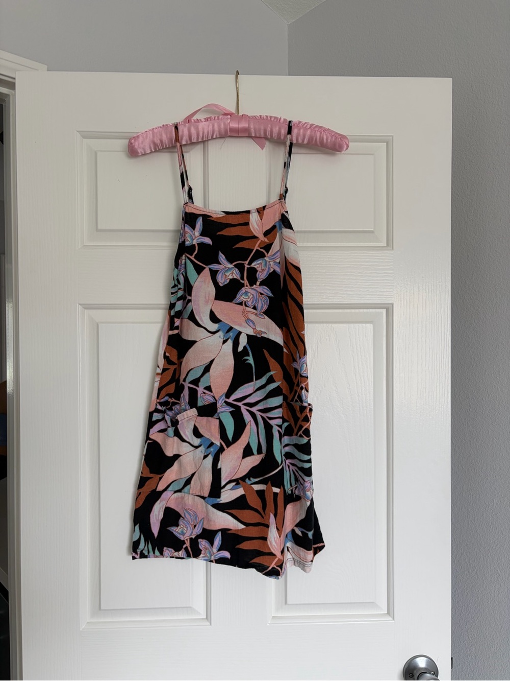 Billabong Black Tropical Print Slip Dress